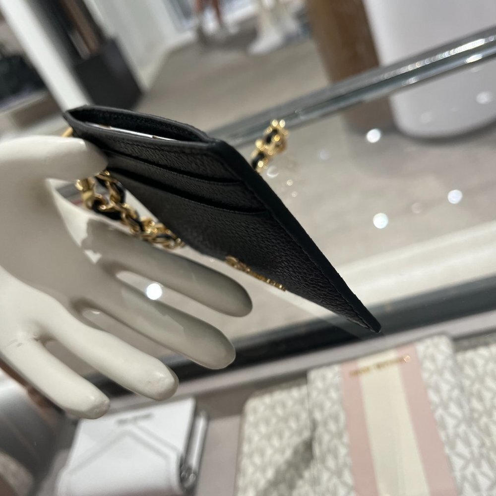 Small Pebbled Leather Chain Card Case - Picture 6 of 8